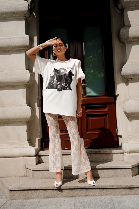 T-shirt CAT biały 