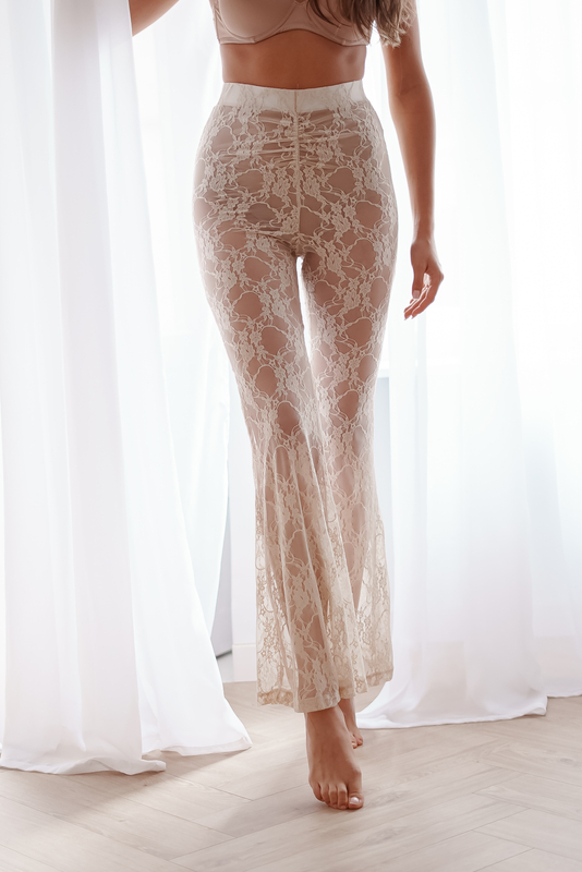 Beige lace pants