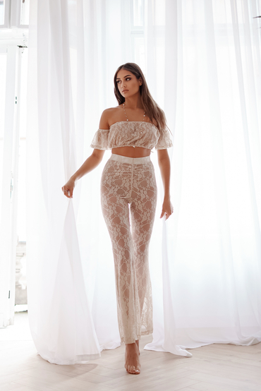 Beige lace pants
